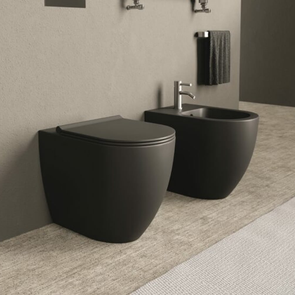 Zero Matt Black Rimless Back To Wall Toilet Soft Close Seat Sanctuary Bathrooms